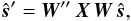 \begin{equation} \label{eq:noise_weighting} \hat{\vec s}' = \vec W''\,\vec X \,\vec W \,\hat{\vec s}, \end{equation}