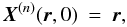 \begin{eqnarray} \label{Equfline2} \bX^{(n)}(\r,0) &=& \r , \end{eqnarray}