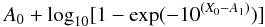 \appendix \setcounter{section}{2} \begin{displaymath} A_0 + \log_{10}[1 - \exp(- 10^{(X_0-A_1)})] \end{displaymath}