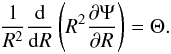 \begin{equation} % \label{eq:SSPoisson} \frac{1}{R^{2}}\frac{{\rm d}}{{\rm d}R}\left(R^{2}\frac{\partial\Psi}{\partial R}\right)=\Theta. \end{equation}
