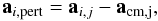 \begin{equation} \textbf{a}_{i,\rm pert} = \textbf{a}_{i,j} - \textbf{a}_{\rm{cm},j}, \end{equation}