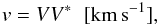 \appendix \setcounter{section}{1} \begin{equation} v = V V^* \; \; [{\rm km\,s}^{-1}], \end{equation}