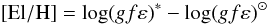 \begin{equation} \mathrm{[El/H]}= \loggfestar - \loggfesun \nonumber \end{equation}