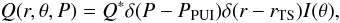 \begin{equation} % Q(r, \theta, P) = Q^* \delta (P - P_{\rm PUI}) \delta (r - r_{\rm TS}) I(\theta), \label{Eq:ACRsource} \end{equation}