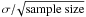 $\sigma/\!\sqrt{\rm sample~size}$