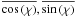 $\overline{\cos\left(\chi\right)}, \overline{\sin\left(\chi\right)}$
