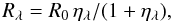 \begin{equation} \label{eq:residuali} R_{\lambda}=R_0\,\eta_{\lambda}/(1+\eta_{\lambda}), \end{equation}