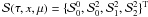${\bf{\mathcal S}}(\tau,x,\mu)=\{{\mathcal S}^0_0,{\mathcal S}^2_0,{\mathcal S}^2_1,{\mathcal S}^2_2\}^{\rm T}$