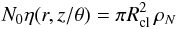 \begin{equation} \label{eq:master} \No\eta(r,z/\theta)=\pi\Rcl^2\,\rho_N \end{equation}