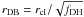 $r_\mathrm{DB} = r_\mathrm{cl}/\sqrt{\fDH}$