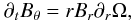 \begin{equation} \partial_t B_\theta = r B_r \partial_r \Omega, \label{induction} \end{equation}