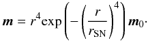 \appendix \setcounter{section}{1} \begin{equation} \vec{m} = r^4 {\rm exp} \left( - \left ({r \over r_{\rm SN} }\right )^4 \right ) \vec{m}_0\cdot \label{dipole_decroissant} \end{equation}