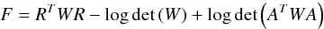 \appendix \setcounter{section}{1} \begin{equation} F = R^T W R - \log \det \left( W \right) + \log \det \left( A^T W A \right) \label{eq:restricted_log_likelihood} \end{equation}