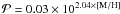 $\displaystyle{{\mathcal P} = 0.03\times10^{2.04\times{\rm\met}}}$