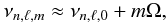\begin{equation} \nu_{n,\ell,m} \approx \nu_{n,\ell,0} + m \Omega, \label{eq:rotation} \end{equation}