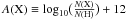 $A({\rm X}) \equiv {\rm log}_{10}\big(\frac{N({\rm X})}{N({\rm H})}\big) + 12$