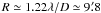 $R \simeq 1.22 \lambda / D \simeq 9{\farcm}8$