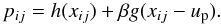 \begin{equation} p_{ij}=h(x_{ij})+\beta g(x_{ij}-u_{\rm p}). \end{equation}
