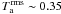 $T_{\rm a}^{\rm rms}\sim 0.35$