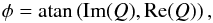 \appendix \setcounter{section}{1} \begin{equation} \phi =\mathrm{atan}\left(\mathrm{Im}(Q),\mathrm{Re}(Q)\right), \end{equation}