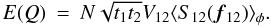 \appendix \setcounter{section}{1} \begin{eqnarray} \label{eq_q_multi}{E}(Q) &=& N \sqrt{t_1t_2} V_{12} \langle S_{12}({\vec f_{12}})\rangle _{\phi}. \end{eqnarray}