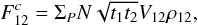 \appendix \setcounter{section}{1} \begin{equation} F^c_{12} = \Sigma_P N \sqrt{t_1t_2}V_{12}\rho_{12}, \end{equation}