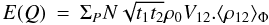 \appendix \setcounter{section}{1} \begin{eqnarray} \label{eq_q_mono}{E}(Q) &=& \Sigma_P N \sqrt{t_1t_2} \rho_0 V_{12}. \langle \rho_{12}\rangle _{\Phi} \end{eqnarray}