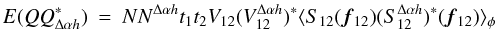 \appendix \setcounter{section}{3} \begin{eqnarray} \label{eq_absq2cov_multi}{E}(QQ^{\ast}_{\Delta\alpha{h}}) &=& N N^{\Delta\alpha{h}} t_1t_2 V_{12} (V^{\Delta\alpha{h}}_{12})^{\ast} \langle S_{12}({\vec f_{12}})(S^{\Delta\alpha{h}}_{12})^{\ast}({\vec f_{12}})\rangle _{\phi} \end{eqnarray}