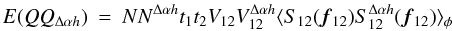 \appendix \setcounter{section}{3} \begin{eqnarray} \label{eq_q2cov_multi}{E}(QQ_{\Delta\alpha{h}}) &=& N N^{\Delta\alpha{h}} t_1t_2 V_{12} V^{\Delta\alpha{h}}_{12} \langle S_{12}({\vec f_{12}})S^{\Delta\alpha{h}}_{12}({\vec f_{12}})\rangle _{\phi} \end{eqnarray}