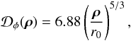 \appendix \setcounter{section}{4} \begin{equation} \mathcal{D}_{\phi}({\vec \rho}) = 6.88\left(\frac{{\vec \rho}}{r_0}\right)^{5/3}, \end{equation}