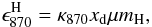 \begin{equation} \epsilon^{\rm H}_{870}=\kappa_{870}x_{\rm d}\mu m_{\rm H}, \end{equation}