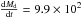 $\frac{{\rm d}M_{\rm d}}{{\rm d}t} = 9.9 \times 10^2$