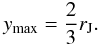 \begin{equation} y_{\rm max} = \frac{2}{3} r_{\rm J}. \label{eq:ymax} \end{equation}