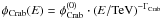 $\phi_{\rm Crab}(E) = \phi^{(0)}_{\rm Crab}\cdot (E/{\rm TeV})^{-\Gamma_{\rm Crab}}$