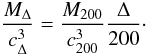 \appendix \setcounter{section}{1} \begin{equation} \frac{M_{\Delta}}{c_{\Delta}^3} = \frac{M_{200}}{c_{200}^3} \frac{\Delta}{200} \cdot \end{equation}