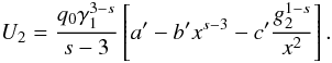 \appendix \setcounter{section}{2} \begin{eqnarray} U_2 = \frac{q_0\gamma_1^{3-s}}{s-3}\left[ a'-b'x^{s-3}-c'\frac{g_2^{1-s}}{x^2} \right]. \label{impltimesolinte1} \end{eqnarray}