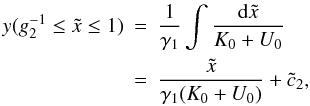 \appendix \setcounter{section}{4} \begin{eqnarray} \label{y1s3a} y(g_2^{-1} \leq\xc\leq 1)&=&\frac{1}{\gamma_1}\int\frac{\td{\xc}}{K_0+U_0} \nonumber \\ &=&\frac{\xc}{\gamma_1(K_0+U_0)}+\cc_2, \end{eqnarray}