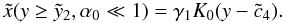 \appendix \setcounter{section}{4} \begin{eqnarray} \xc(y\geq\yc_2,\alpha_0\ll 1)=\gamma_1K_0(y-\cc_4). \label{xcs3a01} \end{eqnarray}