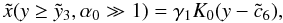 \appendix \setcounter{section}{4} \begin{eqnarray} \xc(y\geq\yc_3,\alpha_0\gg 1) = \gamma_1K_0(y-\cc_6), \label{xcs3a10} \end{eqnarray}