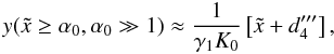\appendix \setcounter{section}{4} \begin{eqnarray} y(\xc\geq\alpha_0,\alpha_0\gg 1)\approx \frac{1}{\gamma_1K_0}\left[ \xc+d_4''' \right], \label{y1sa10} \end{eqnarray}