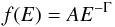 \begin{equation} \label{powlaw} f(E) = A E^{-\Gamma} \end{equation}