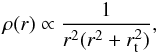 \begin{equation} \rho(r) \propto \frac{1}{r^2(r^2+r_{\rm t}^2)}, \label{eq:dpie_rho} \end{equation}