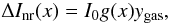 \begin{equation} \Delta I_{\rm nr}(x) = I_{\mathrm{0}} g(x) y_{\mathrm{gas}}, \label{Inr} \end{equation}