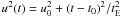 \hbox{$u^2(t)=\uo^2+(t-\to)^2/\tE^2$}
