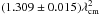 \hbox{$(1.309\pm 0.015)\lambda_{\rm cm}^2$}