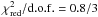\hbox{$\chi^{2}_{\rm red}/{\rm d.o.f.}=0.8/3$}