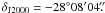 \hbox{$\delta_{\rm J2000} =-28{\degr}08\arcmin04\farcs$}