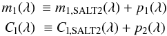 \begin{eqnarray} m_1(\lambda) &\equiv m_{1,{\rm SALT2}}(\lambda) + p_1(\lambda) \nonumber \\ C_{\rm l}(\lambda) &\equiv C_{\rm l,SALT2}(\lambda) + p_2(\lambda) \label{eq:polys} \end{eqnarray}