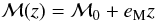 \begin{equation} \mathcal{M}(z) = \mathcal{M}_0 + e_{\rm M} z \label{eq:M_depend_z} \end{equation}