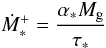 \begin{equation} \label{starformp} \DMstarp=\frac{\alstar \Mgas}{\tstar} \end{equation}